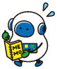 頑張ってメモをとるロボットのイラスト