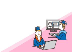 パソコンで調べている男女のイラスト