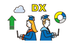 DXについてそれぞれ調べている男女のイラスト
