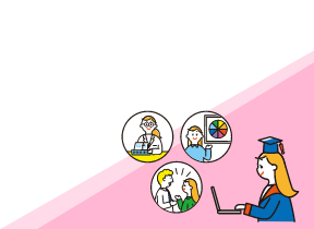 リカレントをすることで未来に期待する女性のイラスト
